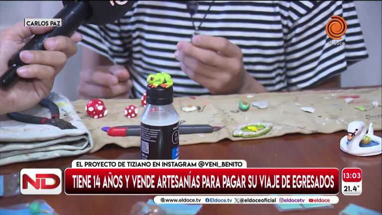 Tiene 14 años y vende artesanías para realizar su viaje de egresados