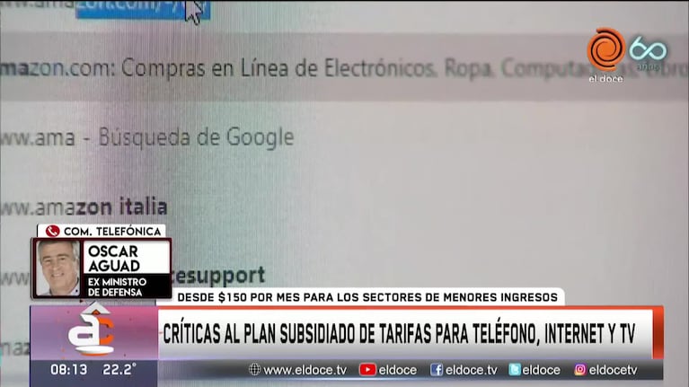 Aguad cuestionó el plan básico del Gobierno para celulares, internet y TV