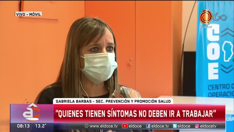 Gabriela Barbás: “Si yo estoy con sintomatología, no debo concurrir a trabajar"