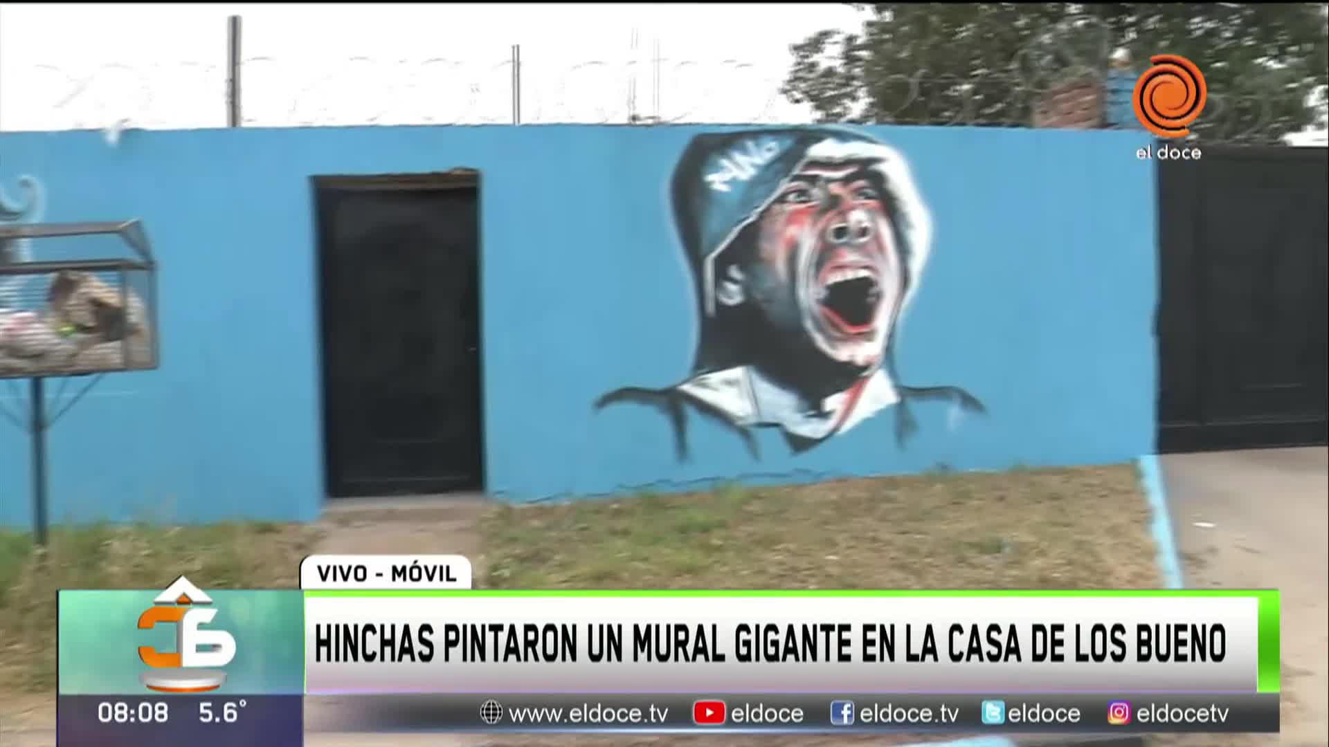 Piratas pintaron un enorme mural en la casa de Rodrigo Bueno