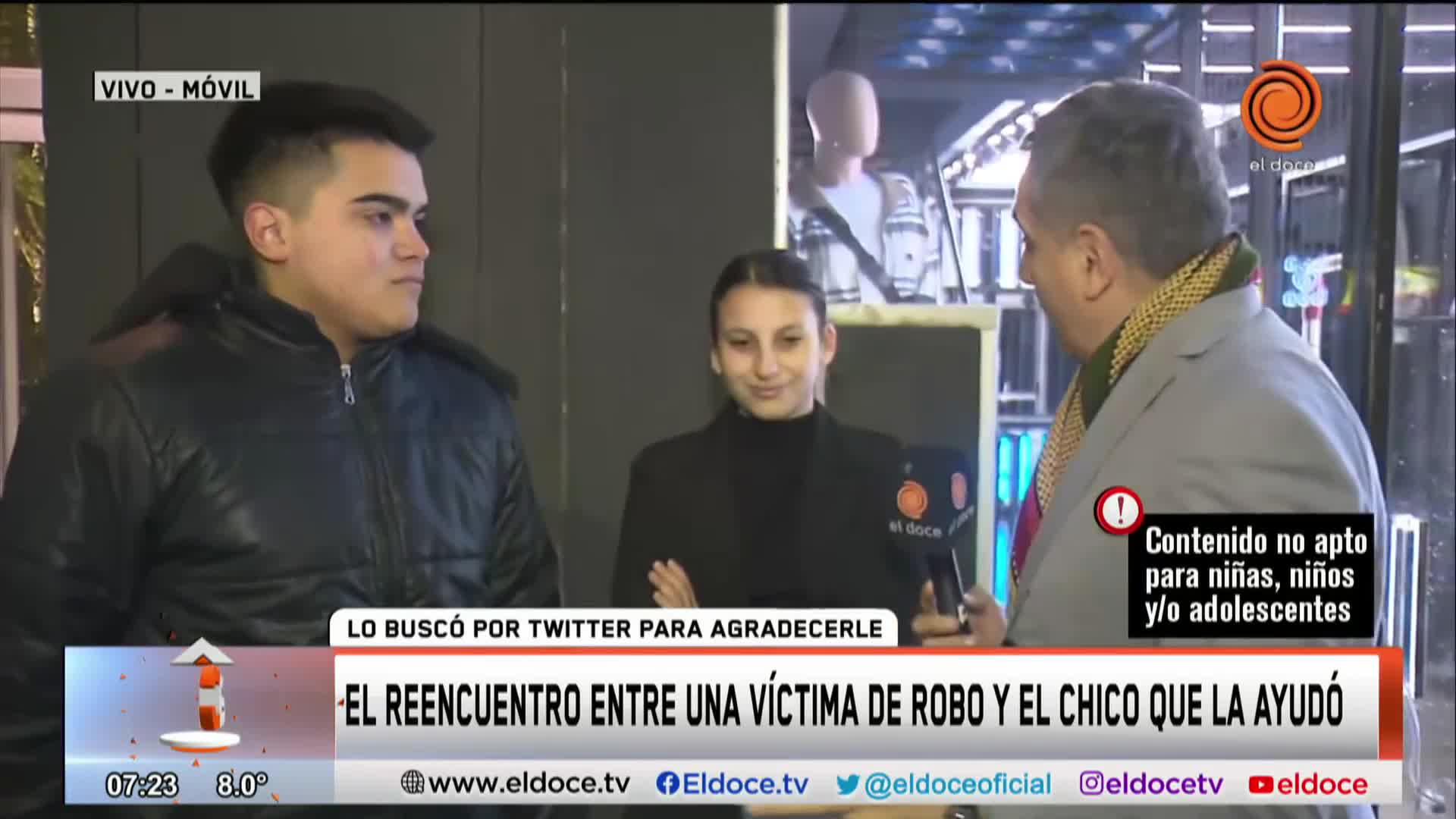 El reencuentro entre la víctima de un robo y el chico que la ayudó