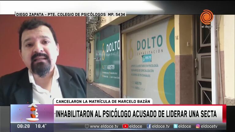 El Colegio de Psicólogos canceló la matrícula de Marcelo Bazán