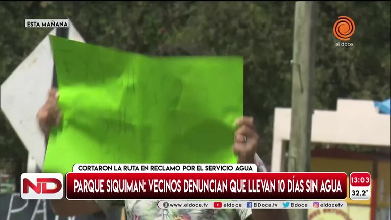 Parque Síquiman: denuncian que están sin agua hace 10 días