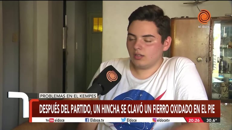 El joven que se clavó un hierro oxidado en el Kempes: "No lo vi, estaba muy oscuro"