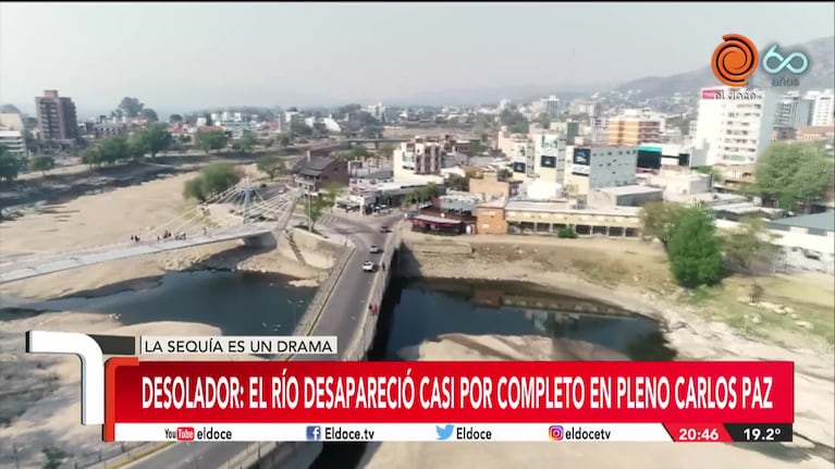 Sequía en Carlos Paz: el río San Antonio casi desapareció