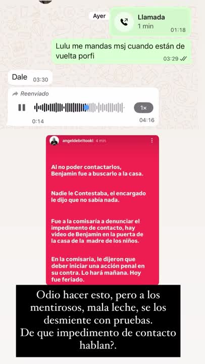 China Suárez filtró un audio de WhatsApp de Benjamín Vicuña