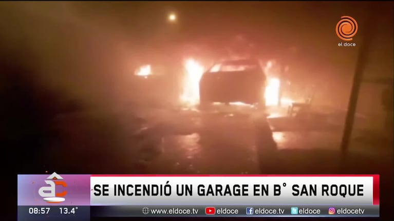 Incendio en un garage de barrio San Roque