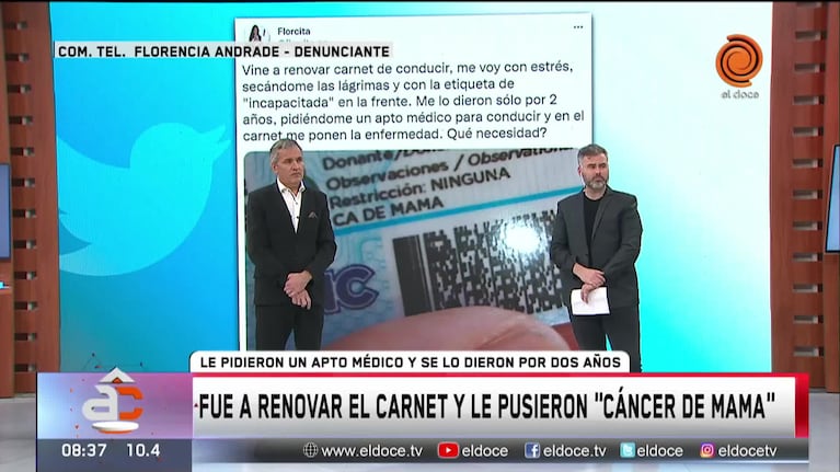 Renovó el carnet de conducir y pusieron que tuvo cáncer