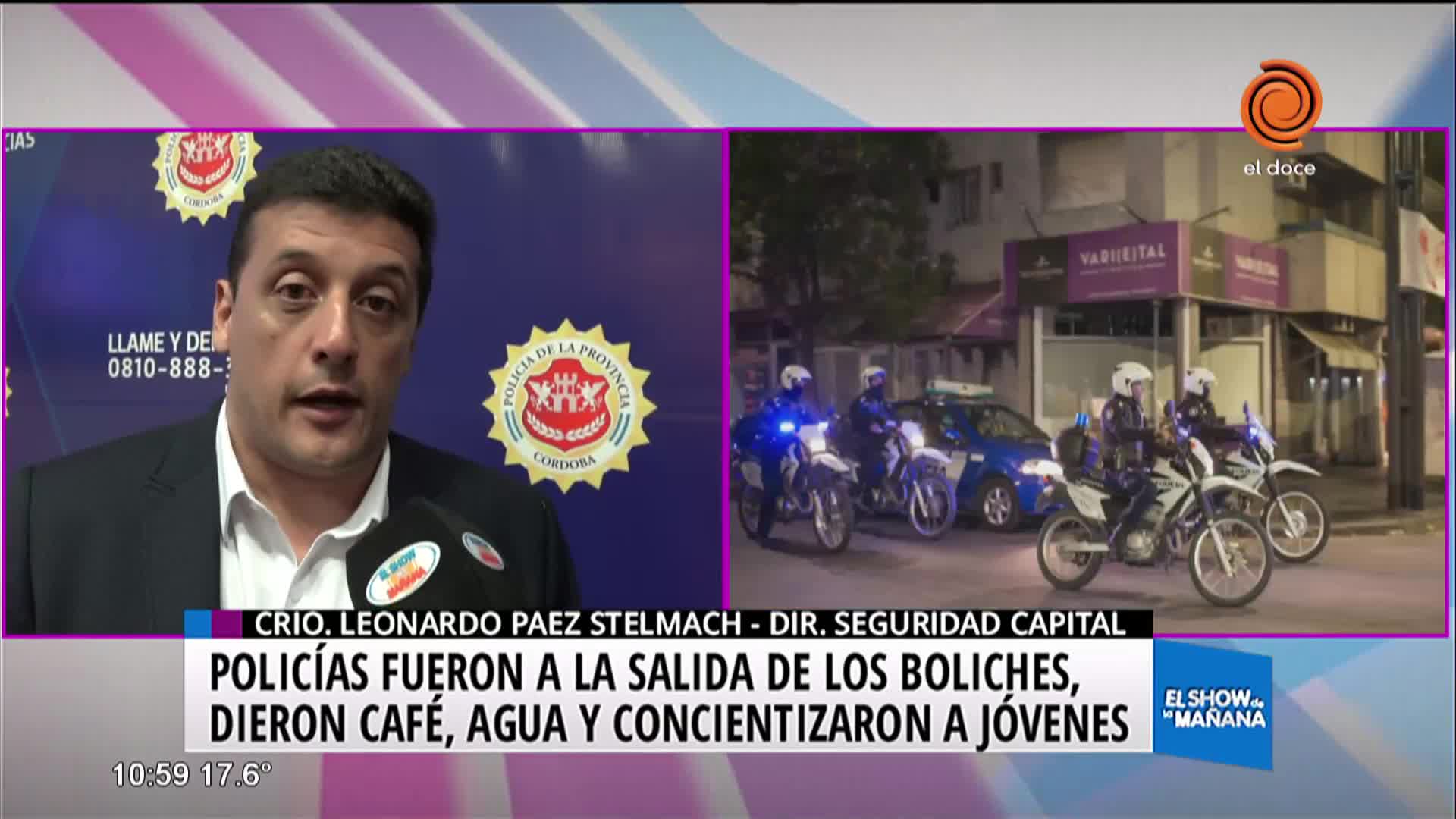  La policía reparte agua y café en la puerta de los boliches