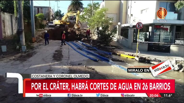 Por el cráter, habrá cortes de agua en 26 barrios