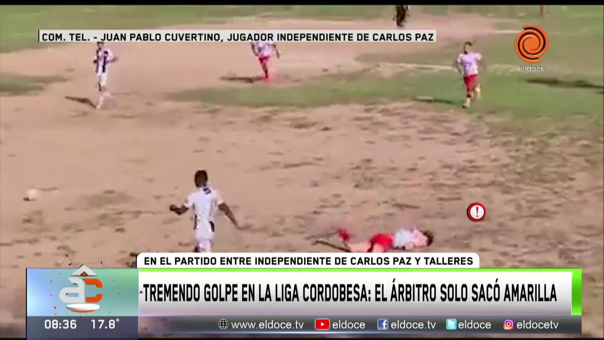 Golpeó a otro jugador y el árbitro solo le sacó amarilla