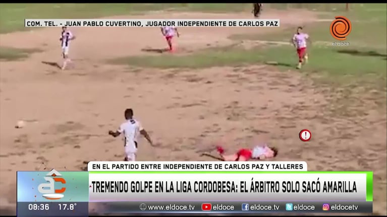 Golpeó a otro jugador y el árbitro solo le sacó amarilla