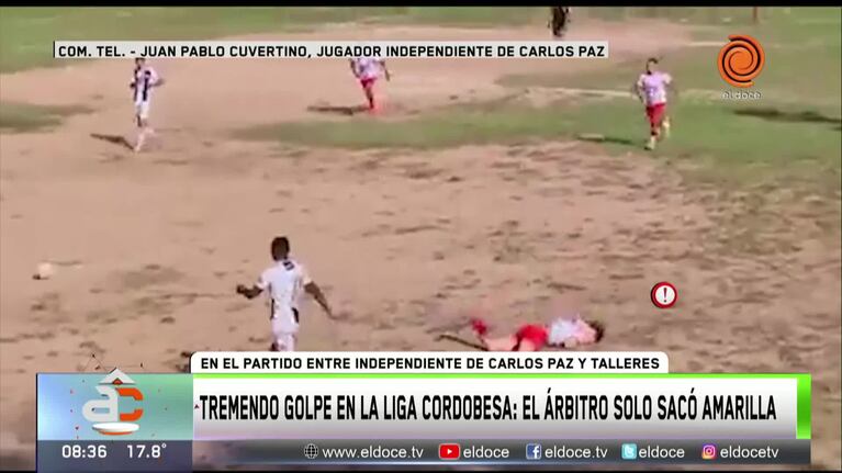 Golpeó a otro jugador y el árbitro solo le sacó amarilla