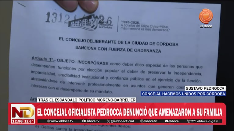Pedrocca denunció amenazas e insinuó que vienen del entorno de Ricardo Moreno