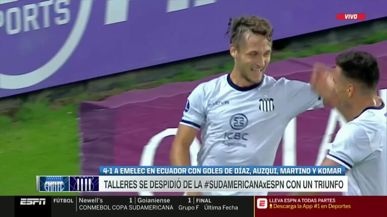 Talleres goleó 4-1 a Emelec por la Copa Sudamericana