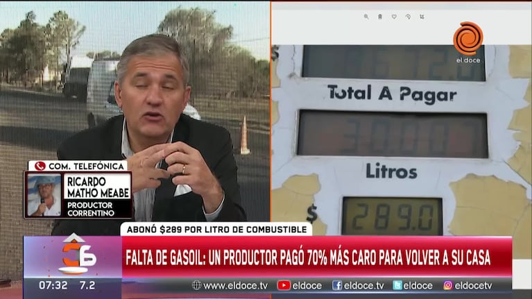 Escases de gasoil: pagó 289 pesos el litro para volver a su casa