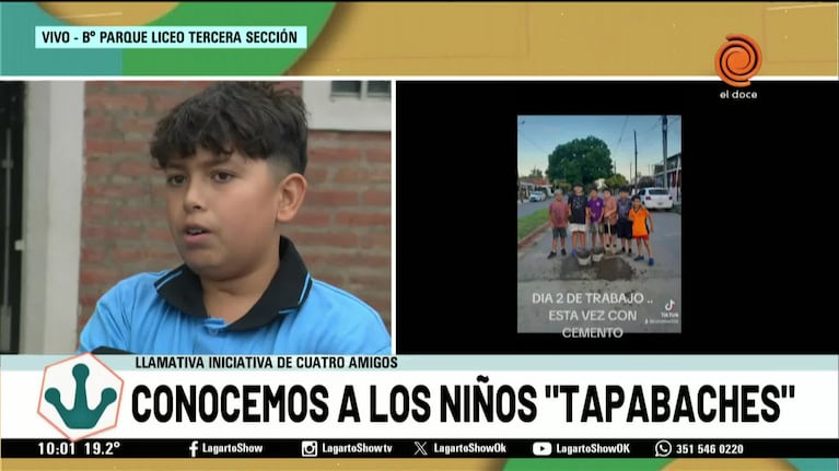 Nenes fueron virales por tapar un bache en Córdoba