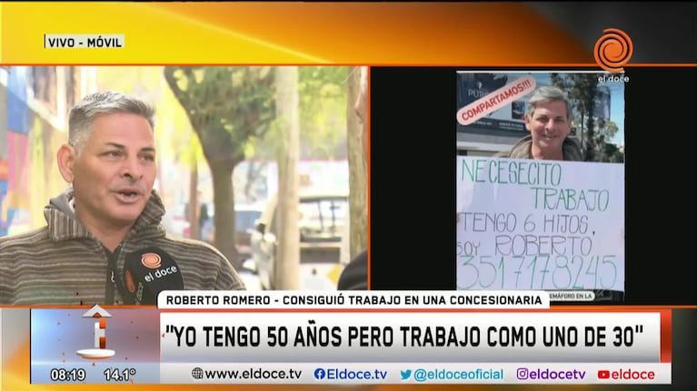 Tiene 50 años, salió con un cartel a buscar trabajo y ¡consiguió!