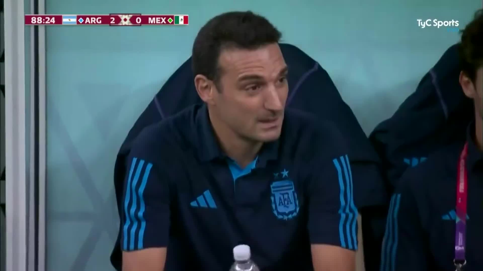 Scaloni y sus lágrimas luego del gol de Enzo Fernández