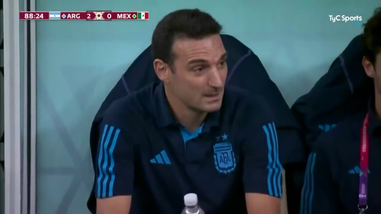 Scaloni y sus lágrimas luego del gol de Enzo Fernández