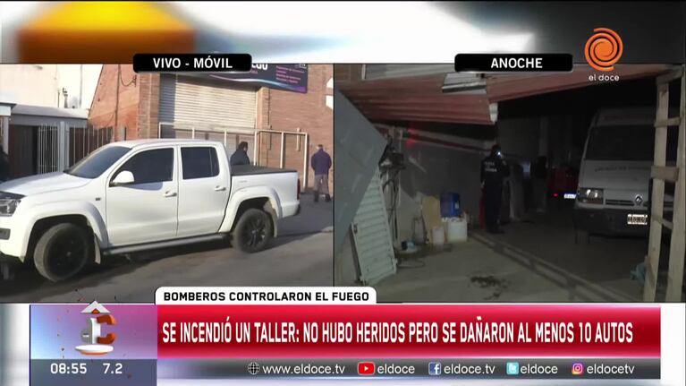 Nueve autos destruídos tras un incendio en un taller de Córdoba