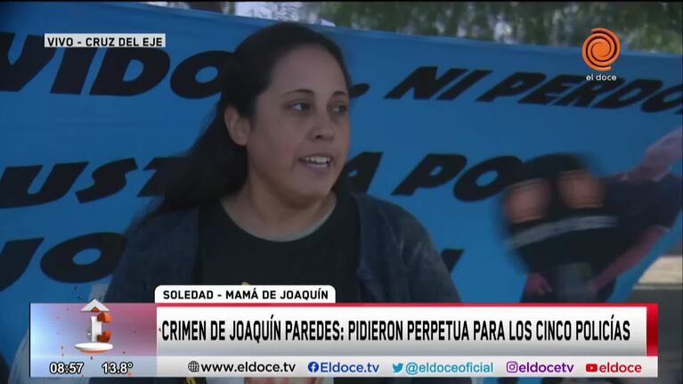 El pedido de la madre de Joaquín Paredes: “Que sea perpetua para todos”