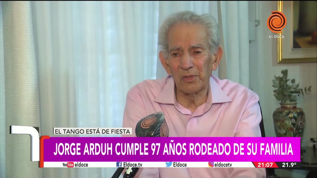 Jorge Arduh cumple 97 años y extraña a su esposa: "Me siento muy solo"