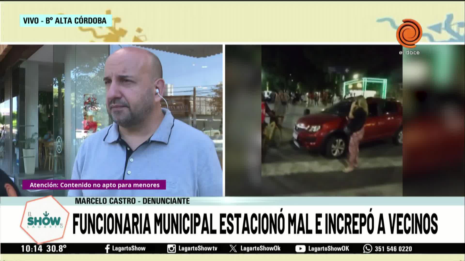 La funcionaria dejó su auto mal estacionado. 