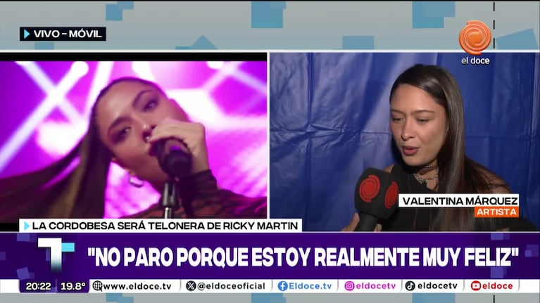 Valentina Márquez lista para telonear a Ricky Martin