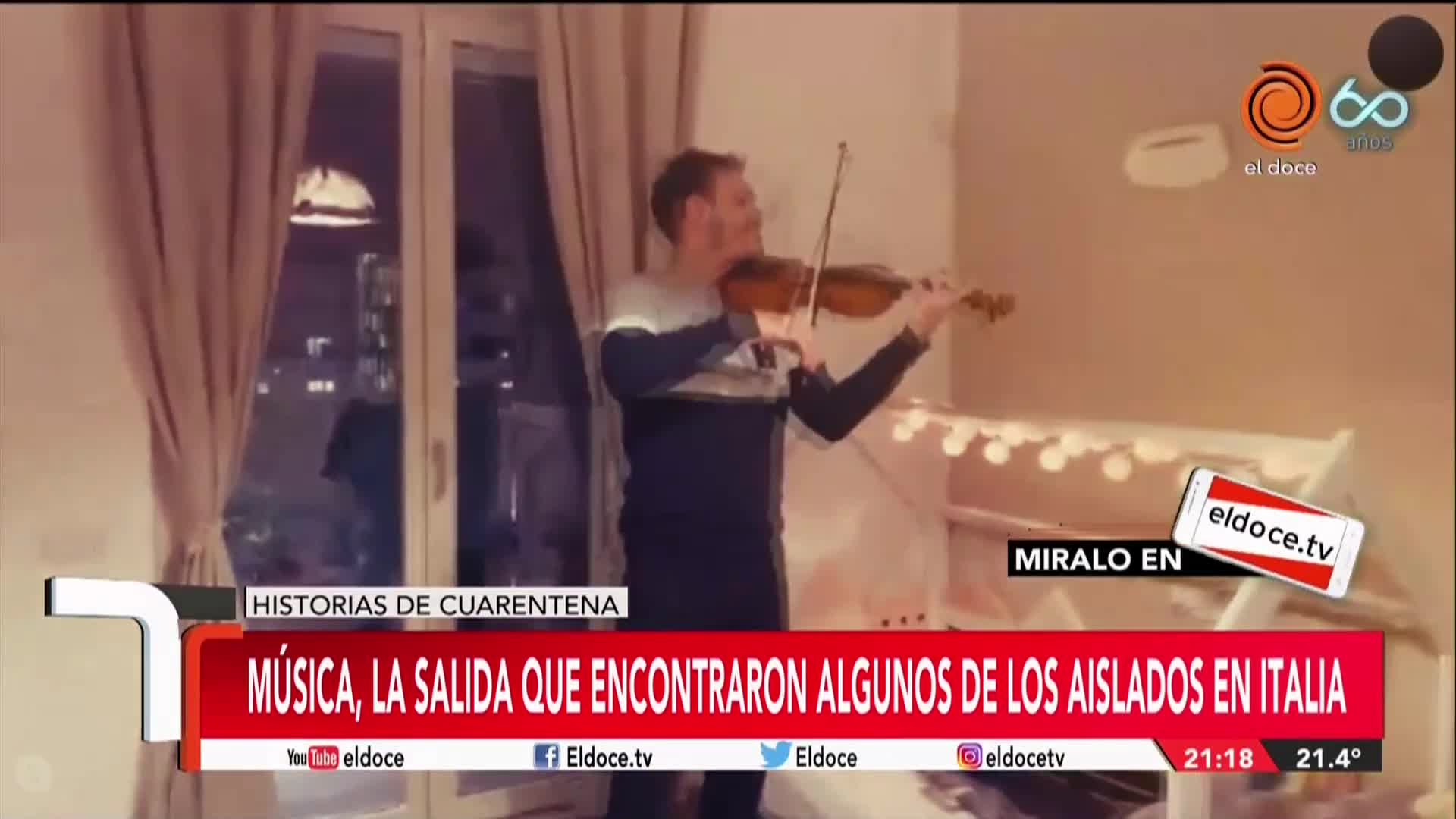 Alegría en cuarentena: el violinista que toca desde el balcón en Milán