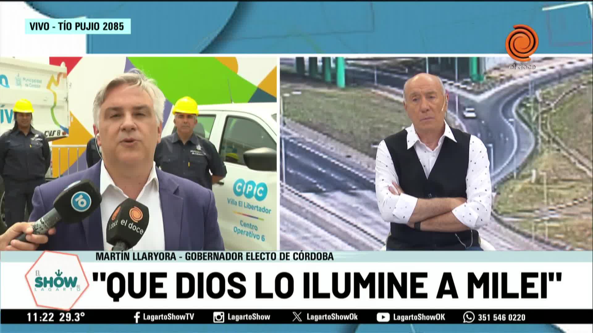 Llaryora deseó que "Dios ilumine" a Milei