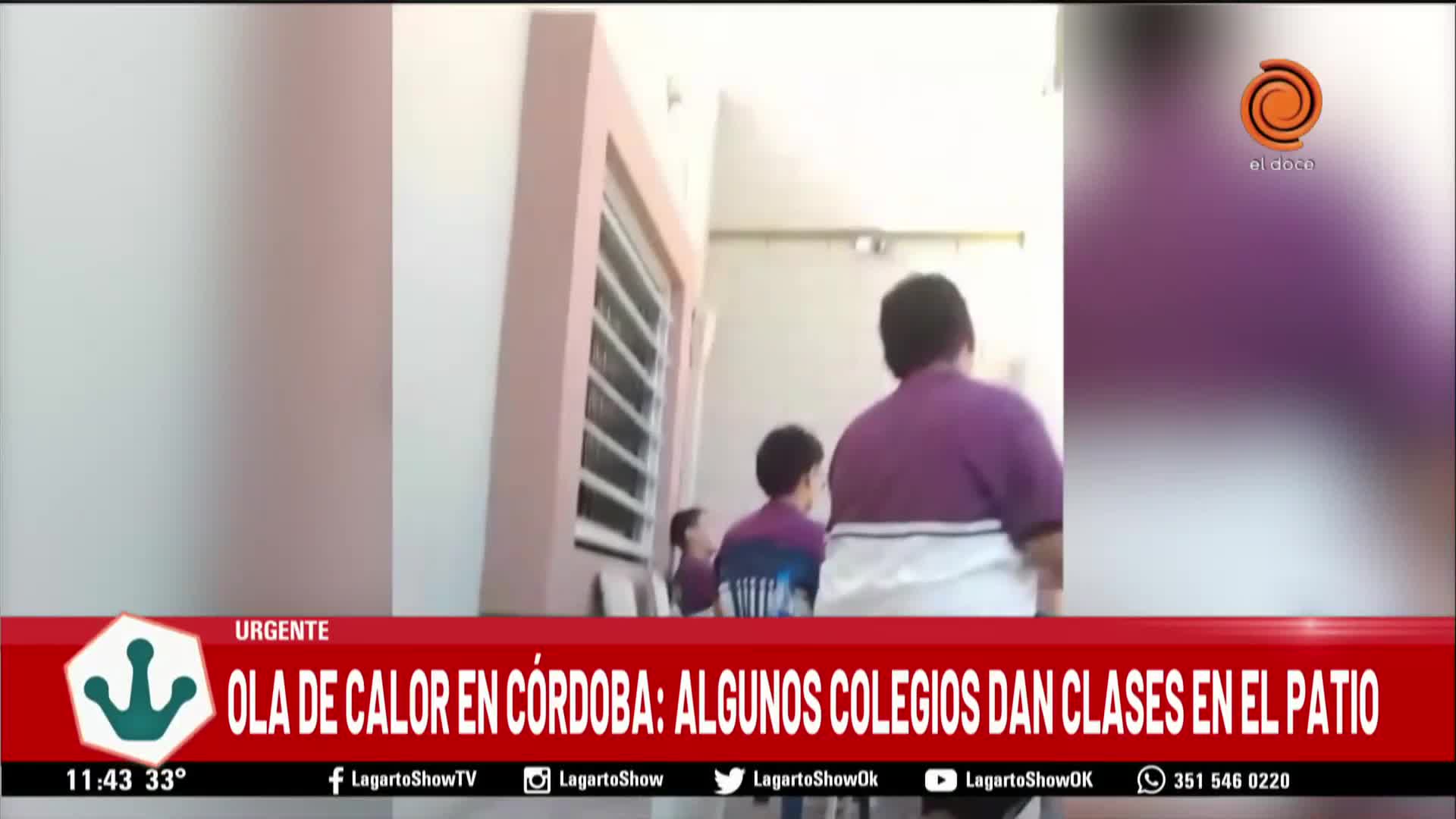 En Córdoba, una escuela dicta clases en el patio por el calor