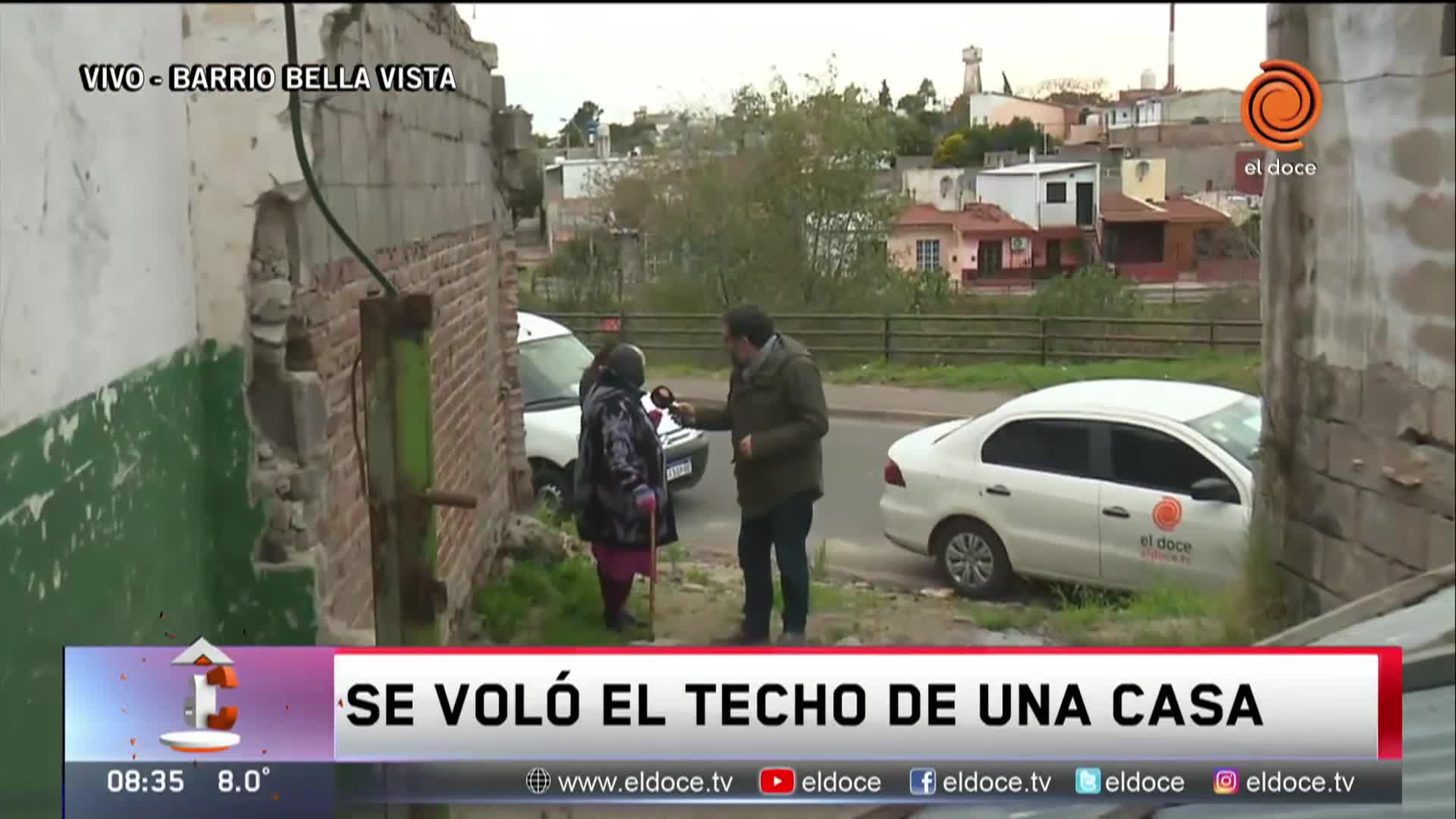 Se cayó el techo de una casa por el viento