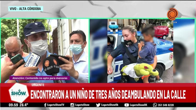 Córdoba: encontraron un niño solo en la calle