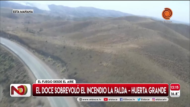 El Doce sobrevoló el incendio de Punilla