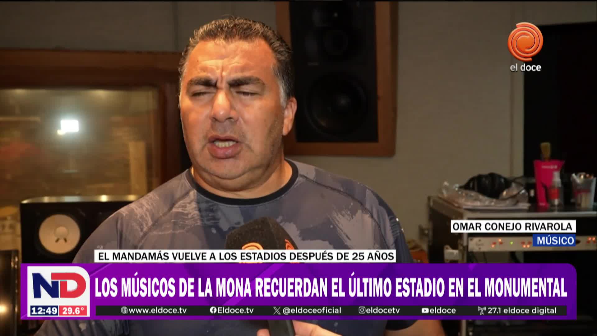 Los músicos de La Mona en el ensayo previo al show en el Estadio Único de La Plata