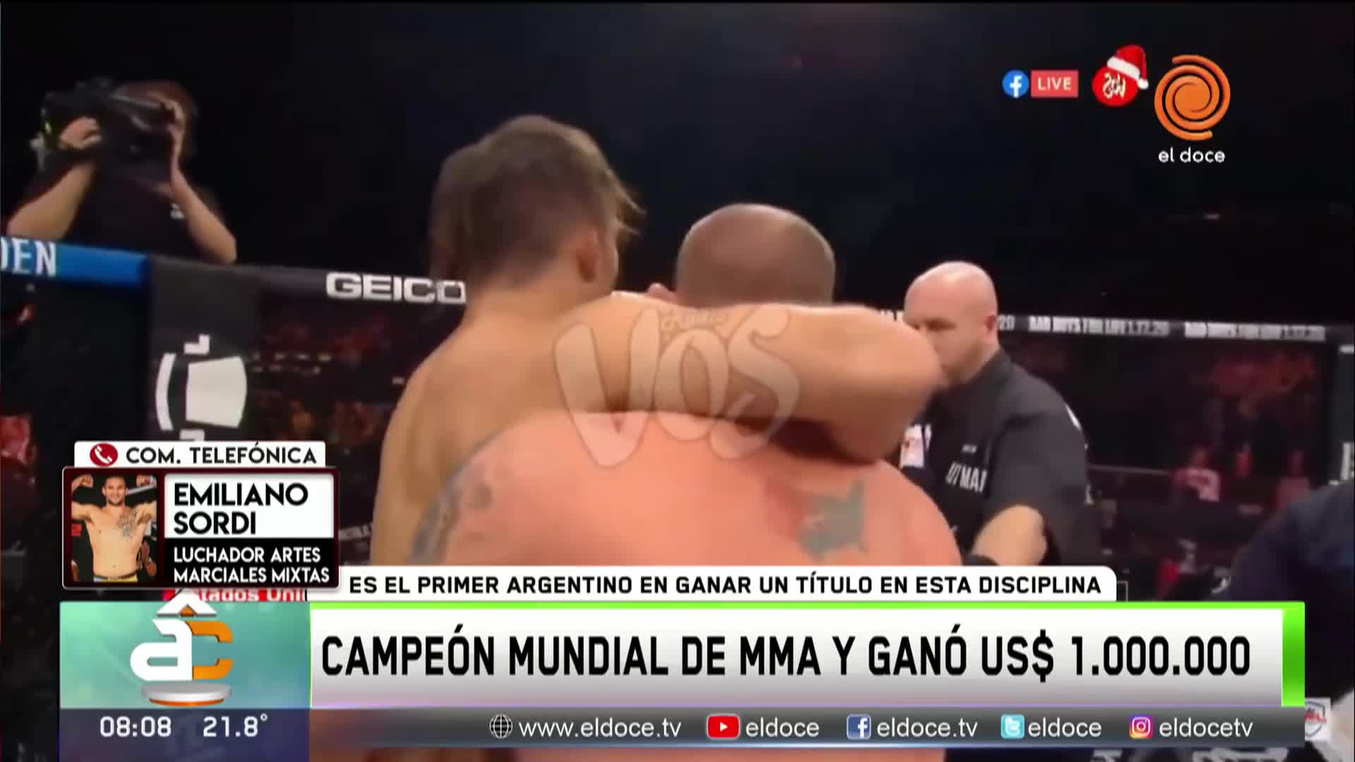 Emiliano Sordi se consagró campeón mundial de MMA