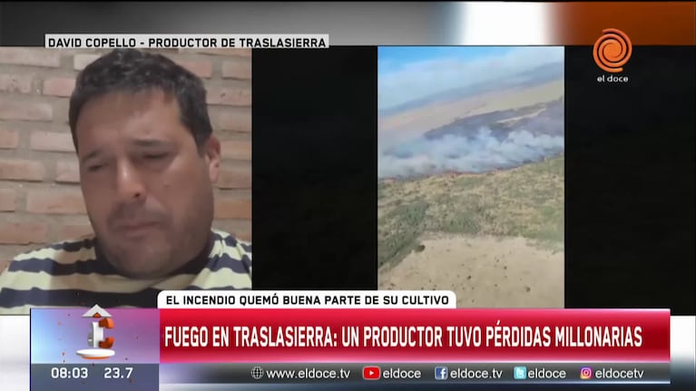 Fuego en Traslasierra: un productor perdió gran parte de su cultivo