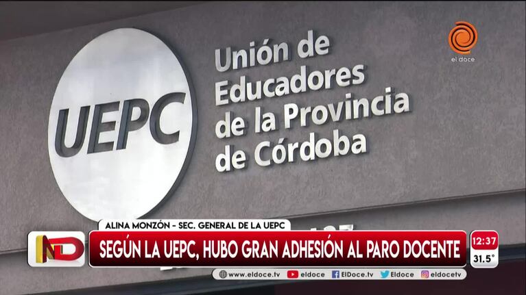 UEPC confirmó que hubo “gran acatamiento” al paro docente en Córdoba