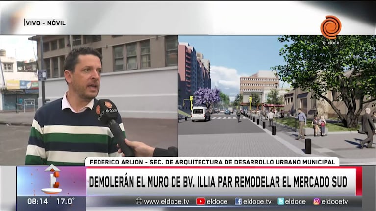 Obra en el Mercado Sur: demolerán el muro de boulevard Illia