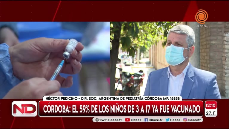 El 59% de los menores de 3 a 17 fue vacunado en Córdoba