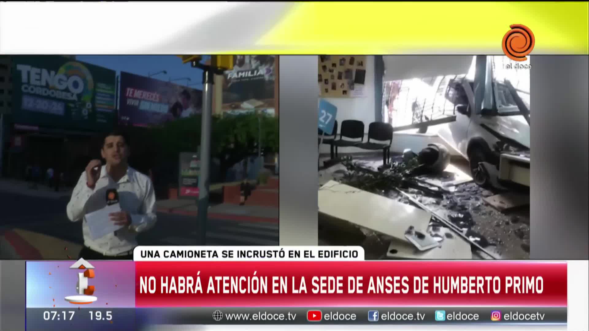 Una camioneta terminó adentro de Anses: el video del choque