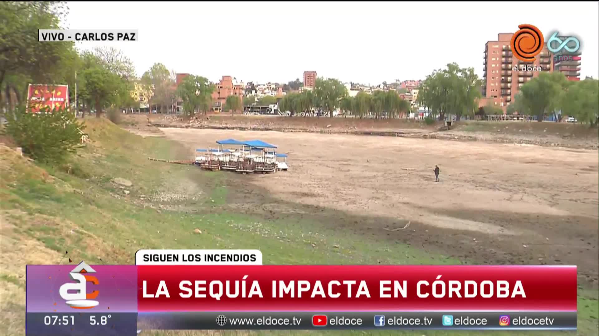 La sequía en Carlos Paz: imágenes desoladoras