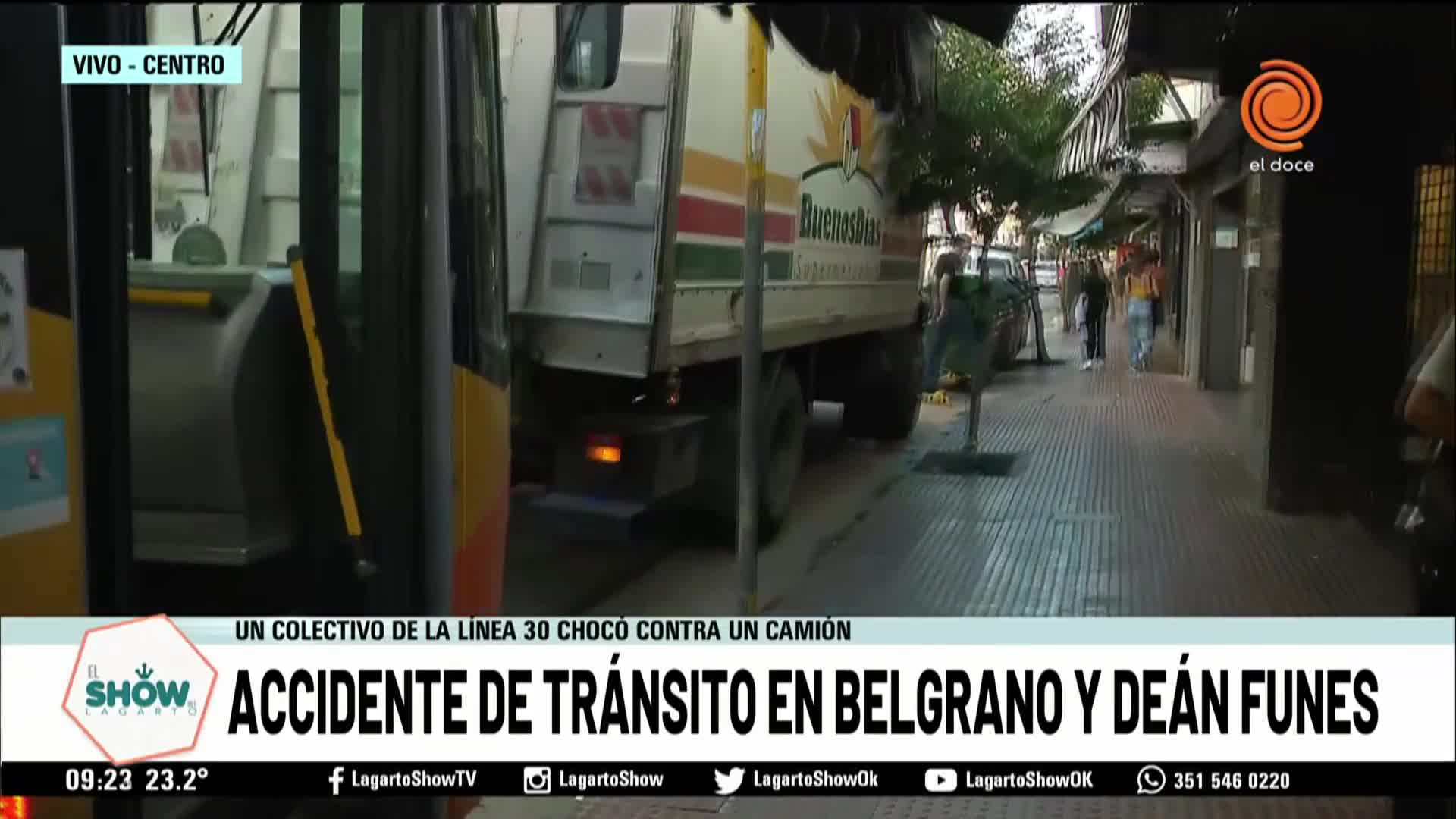 Choque entre un colectivo y un camión