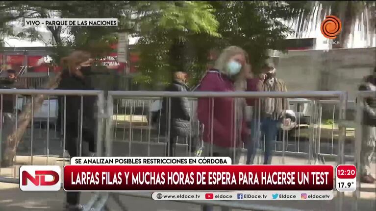 Centros de testeo repletos en Córdoba: filas eternas y horas de espera
