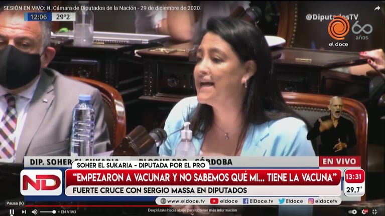 La diputada cordobesa El Sukaria cuestionó la vacuna rusa