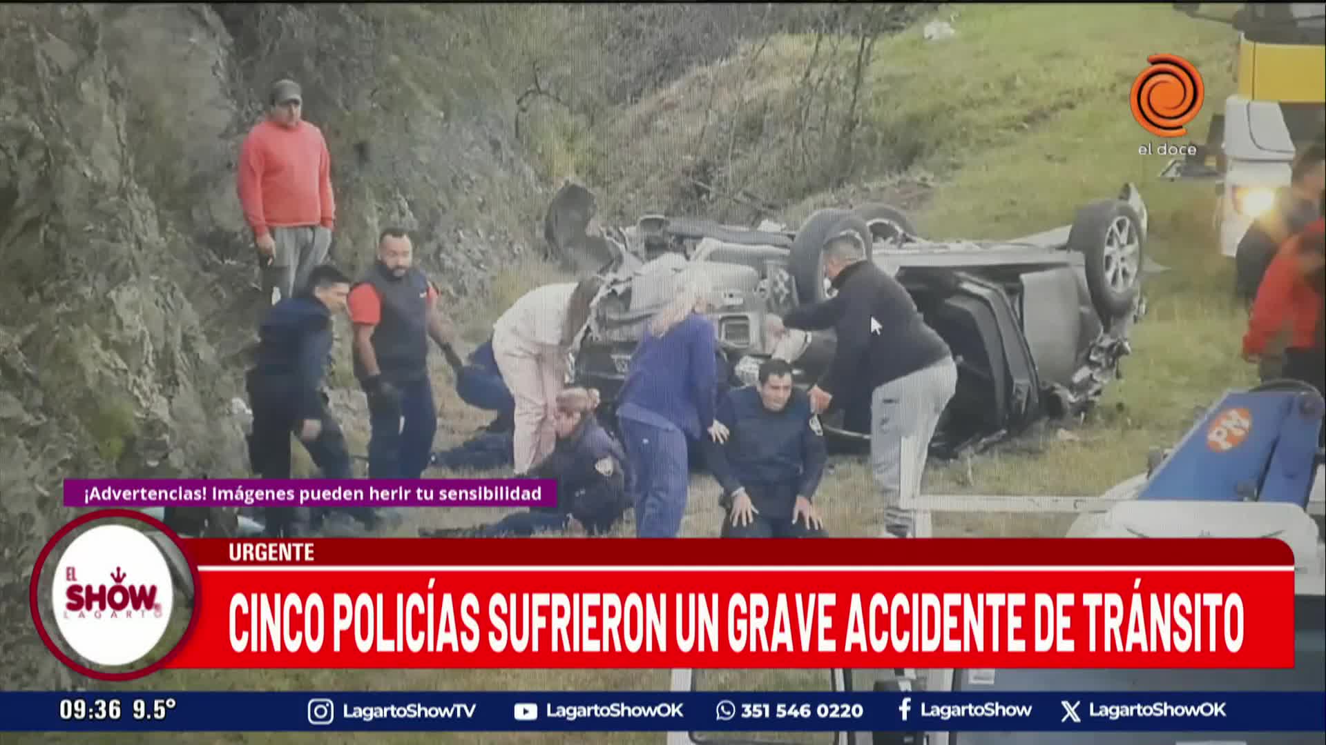 Policías volcaron en Variante Costa Azul