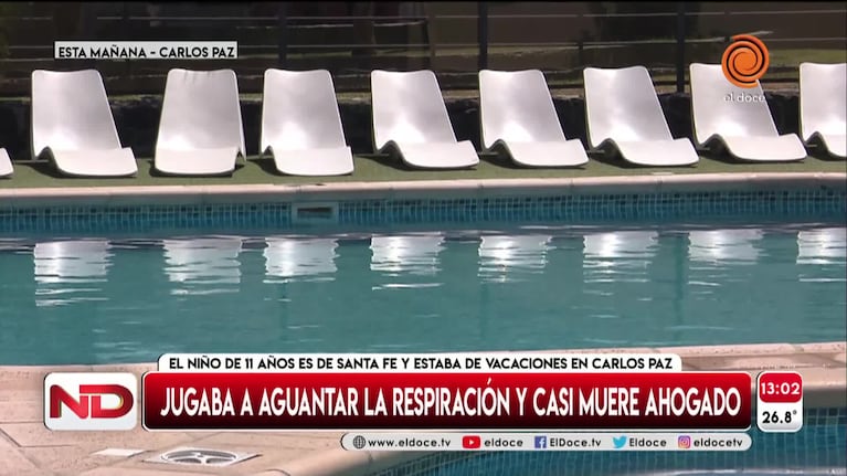 Juego peligroso: un nene casi muere ahogado en Carlos Paz