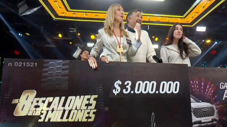 Ganó el auto 0 km, la llave del departamento y los 3 millones en Los 8 Escalones