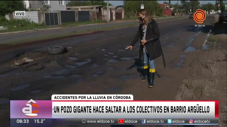 Argüello: un pozo gigante a metros de un control de ITV